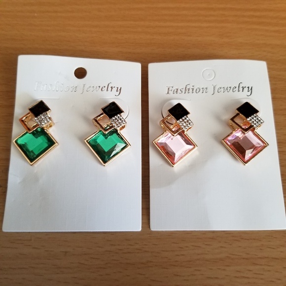 2 for $8 Art Deco Crystal Fashion Stud Earrings - Picture 4 of 4